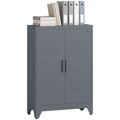 Aktenschrank mit Lamellent¨¹ren, Lagerschrank, Metallschrank mit 2 verstellbaren Einlegeb?den, 75 x 33 x 110 cm, Grau