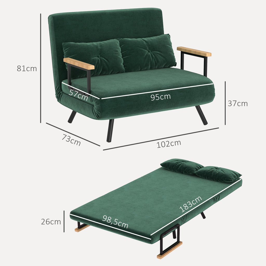 Schlafsofa 4 in 1 mit Schlaffunktion Samtoptik 183x98,5cm Grün