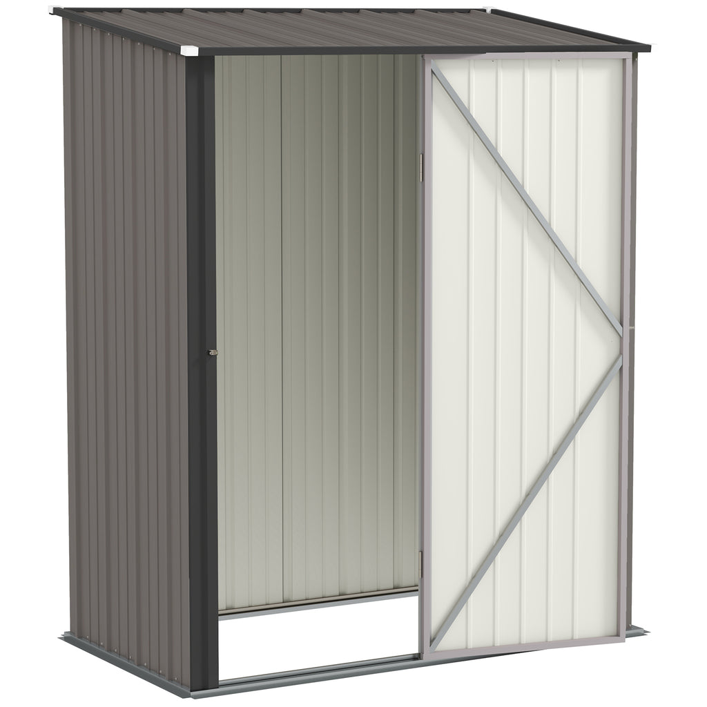 5.3 x 3.1ft Corrugated Steel Garden Shed - Light Grey