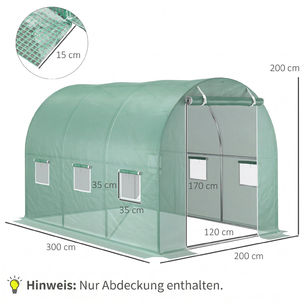 Gewächshausfolie, 3 x 2 x 2 m, wasserdichte Gartenfolie mit UV-Schutz, Folie aus Kunststoff ohne Gerüst, Abdeckplane, Grün
