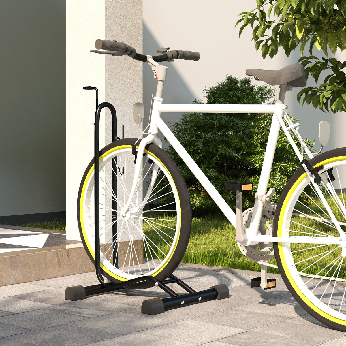 Vertical and Horizontal Bike Rack Bicycle, Storage Stand with Adjustable Hooks, for 24"-29" Wheels, 700c Bike