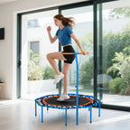 Fitness-Trampolin, Trainingstrampolin mit verstellbarem Haltegriff, stabil und leise, f¨¹r drinnenf, Stahl, Blau