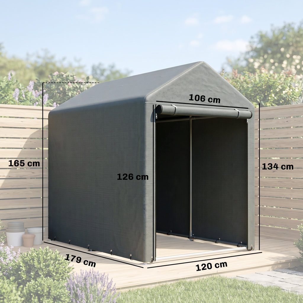 179 x 120cm Temporary Garden Shed, with Accessories - Dark Grey