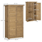 Wooden Small Shed, Garden Storage Shed with 3 Shelves, Asphalt Roof and Shutter Doors, Natural Wood Finish