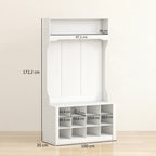 Garderobe mit Regal, Bank, Haken, Schuhfächern, Spanplatten, MDF, Weiß