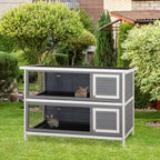 Kleintierstall f¨¹r Meerschweinchen und Zwergkaninchen, doppelst?ckig, Holz, Grau