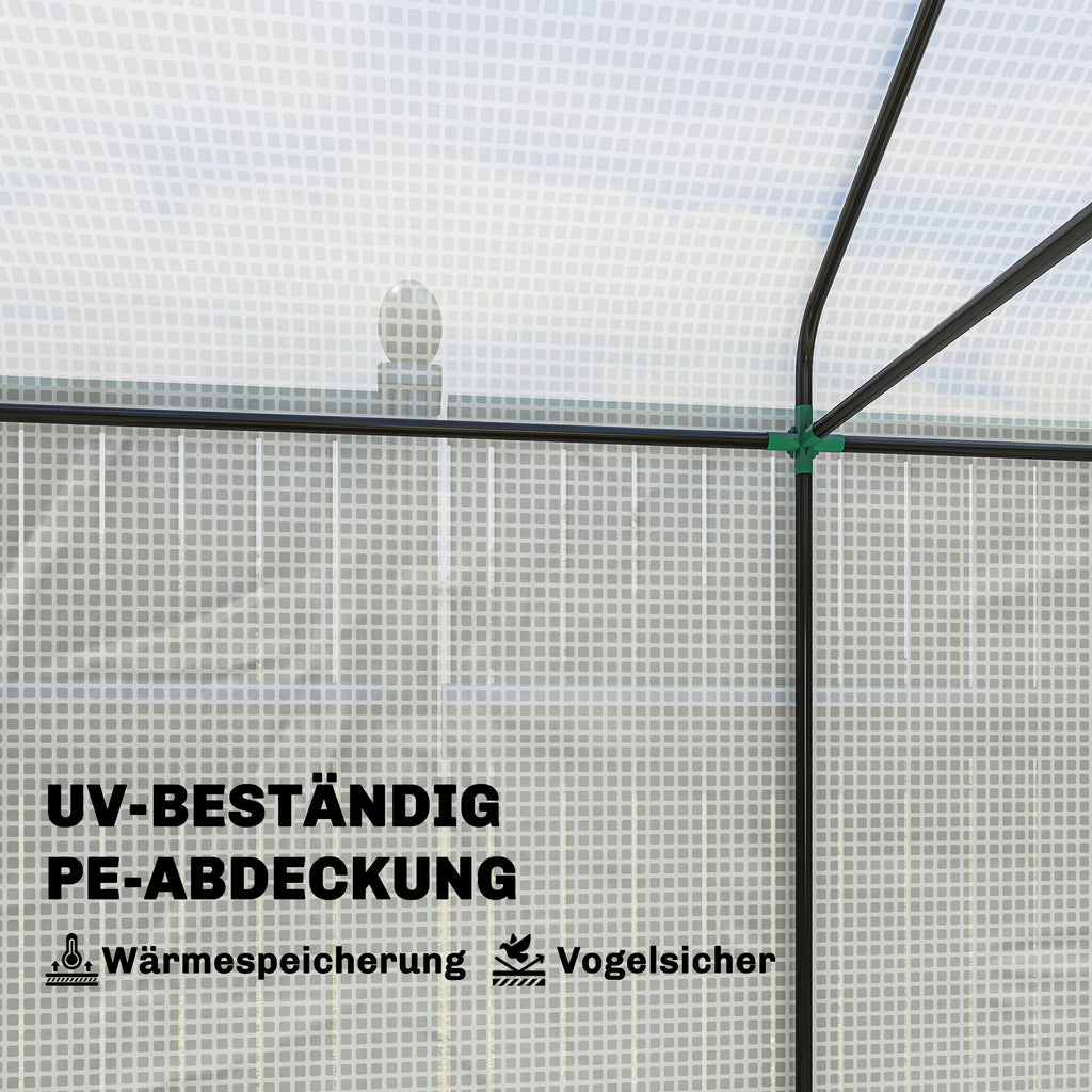 Walk-in Greenhouse, Outdoor Tomato Greenhouse with Roll-up Door and Mesh Windows, PE Cover, 200 x 140 x 200cm, White