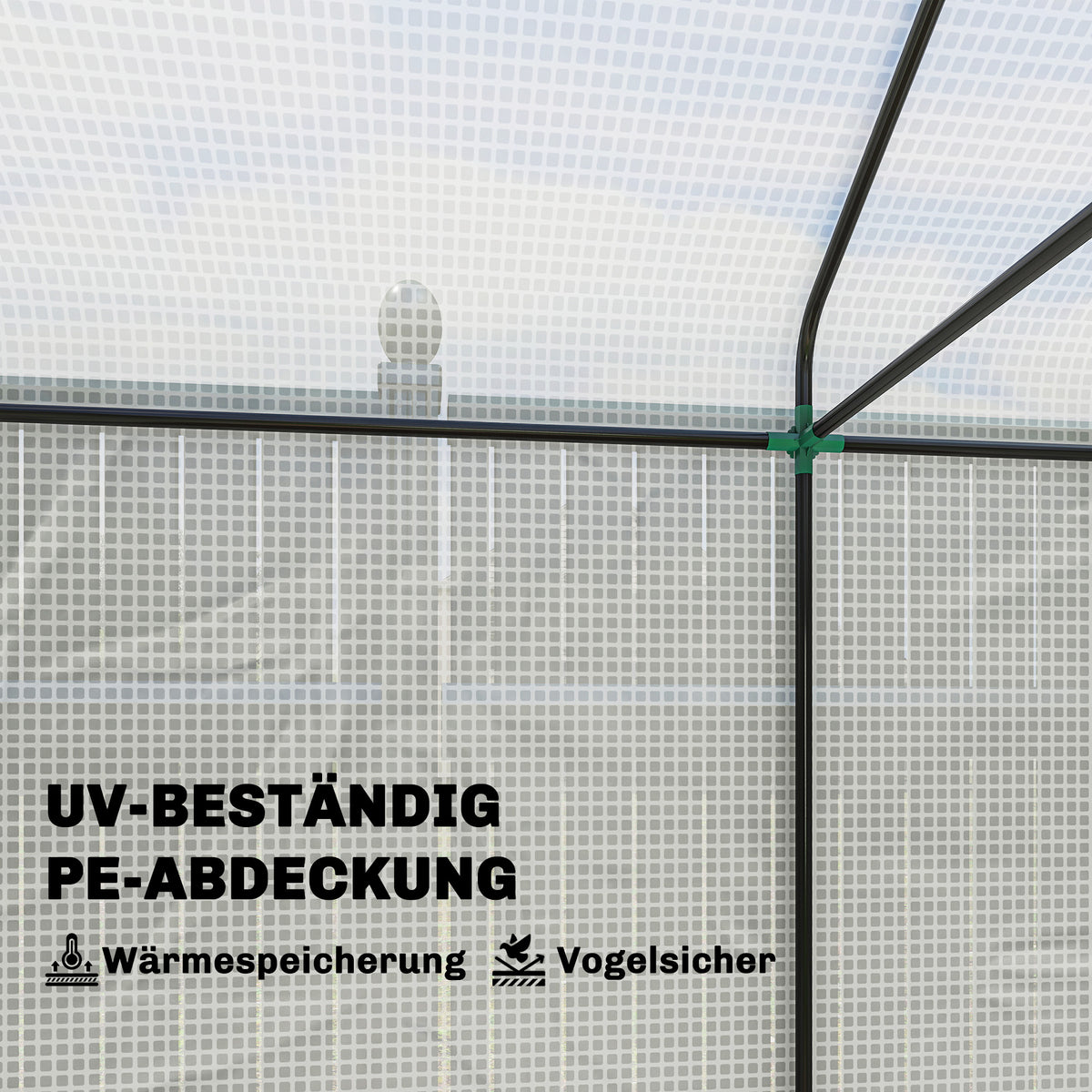 Walk-in Greenhouse, Outdoor Tomato Greenhouse with Roll-up Door and Mesh Windows, PE Cover, 200 x 140 x 200cm, White