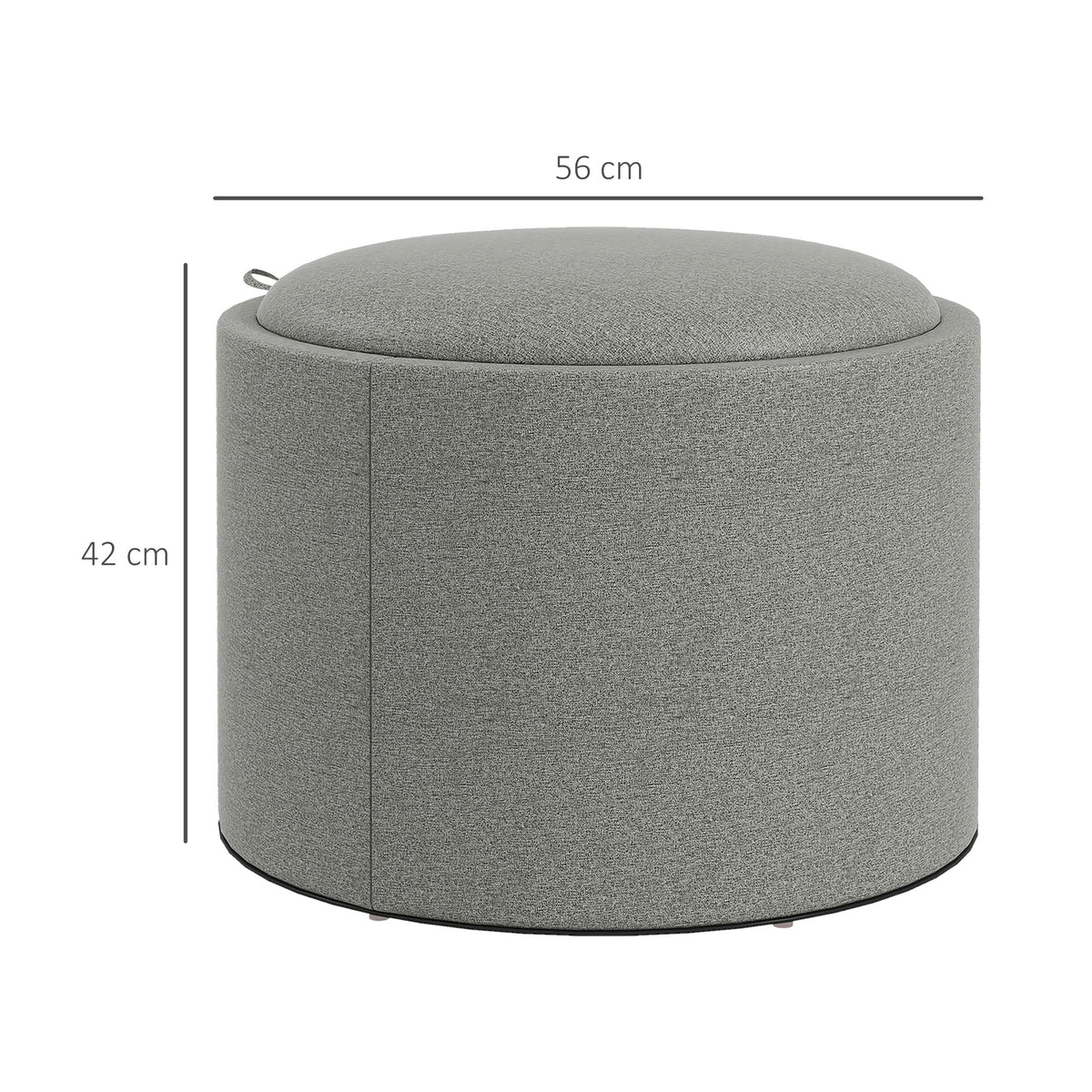 Hocker Polsterhocker, Leinen, versteckter Stauraum, umkehrbarer Deckel, 5 6cm x 56 cm x 42 cm, Grau + Natur