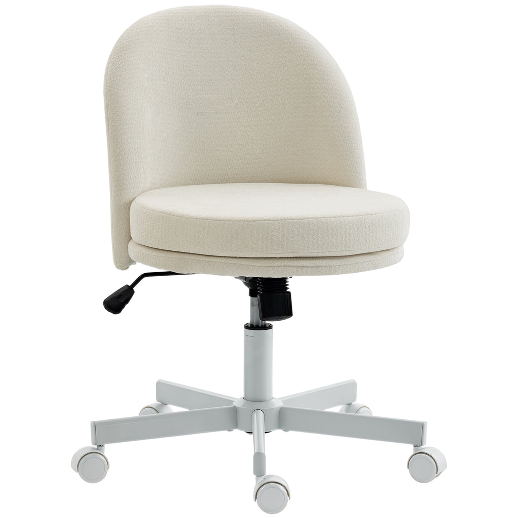 Homeoffice Stuhl Höhenverstellbar Schreibtischstuhl mit Chenille-Optik, Schminkstuhl mit Wippfunktion Creme