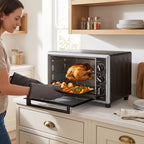 46 L Mini-Backofen mit Drehspieß, Umluft, Temperaturregelung und Timer, 1800 W, Schwarz