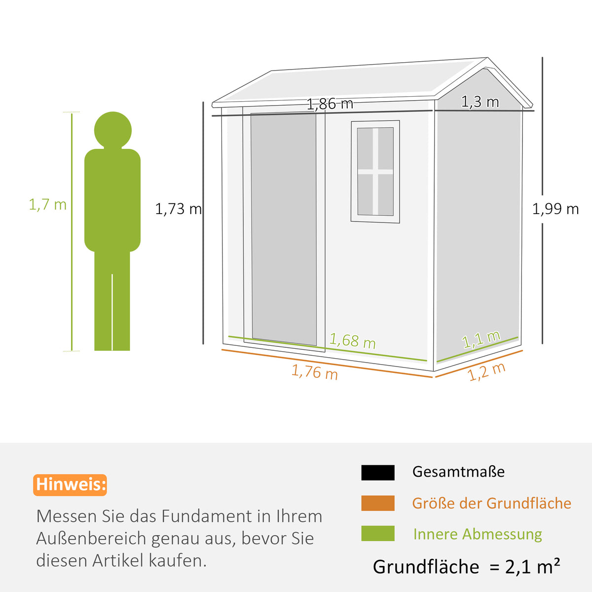 Gartenhaus, Gartenschuppen mit Boden, Fenster, verschließbarer Tür, Kunststoff-Harz, wetterfest, Grau