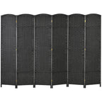 6 Panel Folding Room Divider, Freestanding Privacy Screen for Living Room, Bedroom and Office, 240 x 170cm, Black