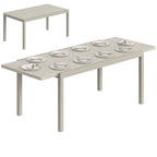 Extending Garden Table, Aluminium Outdoor Dining Table for 8-10 with Wood-Like Grained Surface, Light Grey Wood Effect