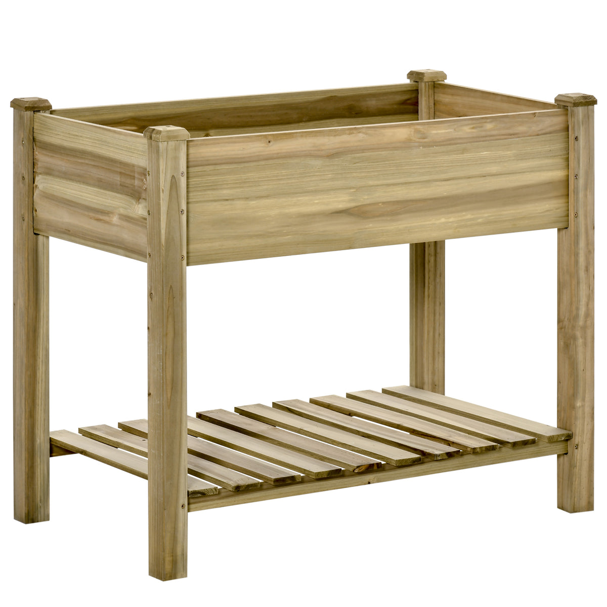 Raised Garden Bed with Legs and Storage Shelf Elevated Wooden Planter Box