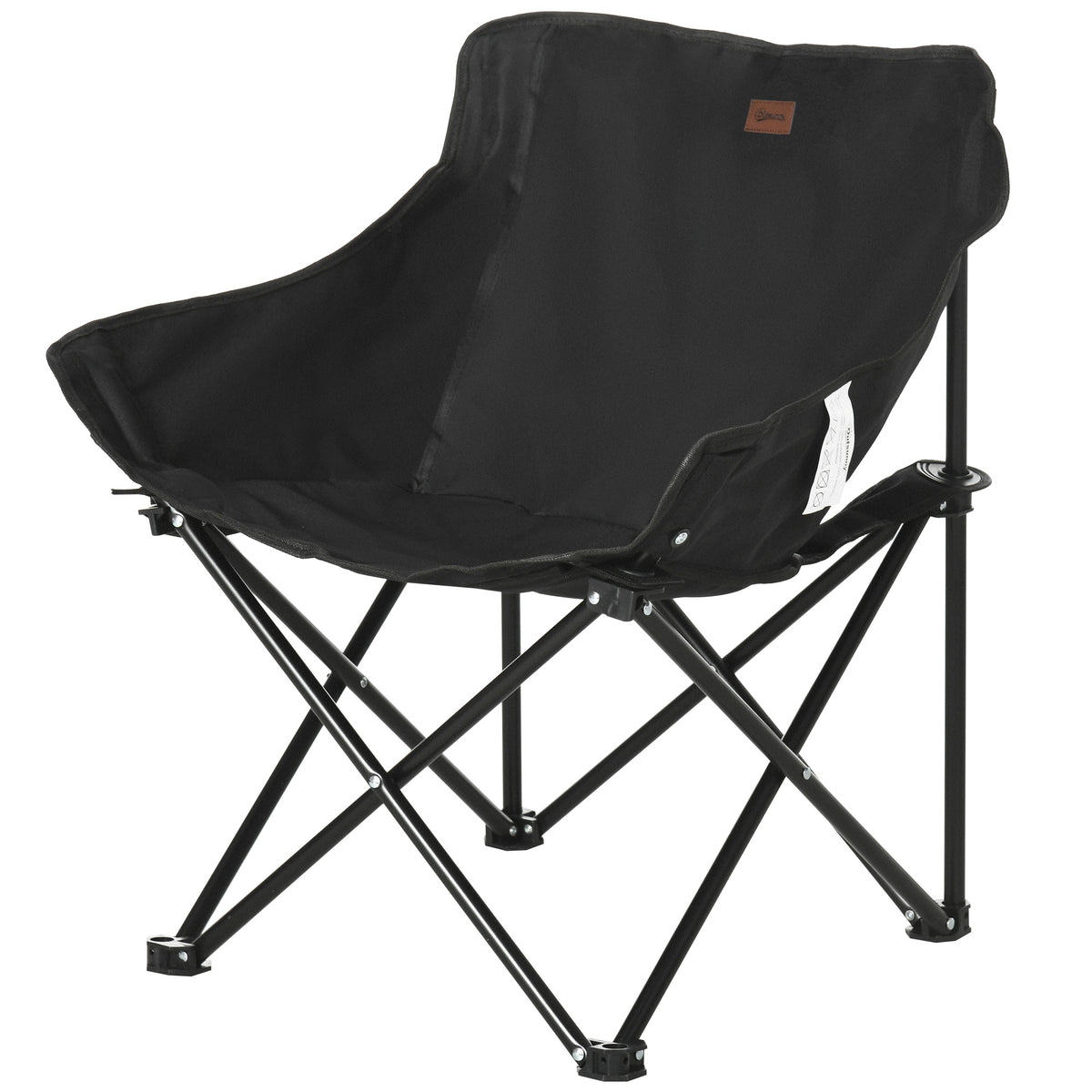 Campingstuhl, faltbar, Stahlrahmen, Stoffsitz, Tragetasche, Schwarz