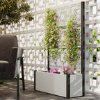 Garden Planter Box with Trellis, Liner for Climbing Plants, Vegetables, Flowers, 90 x 35 x 148 cm, Mixed-grey