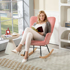 Schaukelstuhl, Relaxsessel, Schaukelsessel, belastbar bis 120 kg, Polyester, 98 x 71 x 101 cm, Rosa