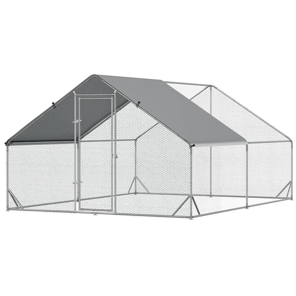 Hühnerstall, Freilaufgehege, Geflügelstall mit Schattendach, Freigehege für 4-6 Hühner, Enten Kaninchen, 3 x 2 x 2 m