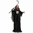 170cm Life Size Animated Grim Reaper Halloween Decoration, Scary Halloween Animatronics Decor with Sound Touch Activated