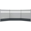 Camping Windbreaker with Clear Windows, Carry Bag and Steel Poles, for Beach Caravan Campervan, 440 x 140cm, Grey