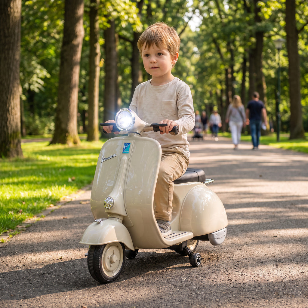 Elektro Motorrad Kinder VESPA 6V Elektromotorrad Lithium-Akku Weiß
