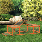 Freilaufgehege f¨¹r Kleintiere Aufklappbares Dach Tannenholz Orange