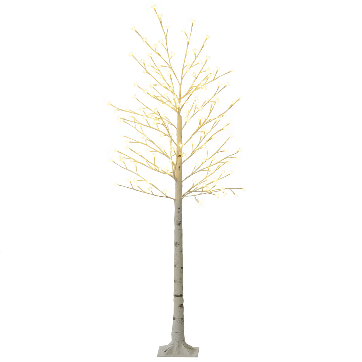 Kunstbaum, Kunstbirke, mit 180 LEDs, 3 Helligkeitsstufen, warmweiß, realistische Rinde, 21,5 x 21,5 x 180 cm
