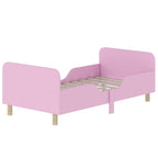 Kinderbettgestell, Einzelbettrahmen f¨¹r Kinder, Schutzgitter, kleines Bett f¨¹r Kinderzimmer, MDF, ohne Matratze, Rosa