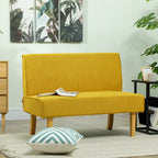 Zweisitzer-Sofa mit Cord-Bezug, dicker Polsterung und soliden Holzbeinen f¨¹r Wohnzimmer, Schlafzimmer, B¨¹ro, Gelb