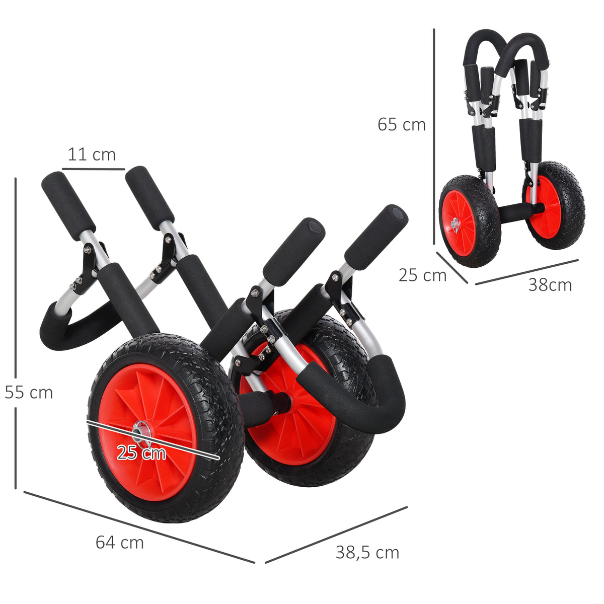 Surfwagen klappbar bis 45 kg AluTransportwagen Kajakwagen klappbar gepolstert Kunstleder-Reifen Bootswagen Surfwagen Bootstrailer Trolley für Surfbrett Board Schlauchboot