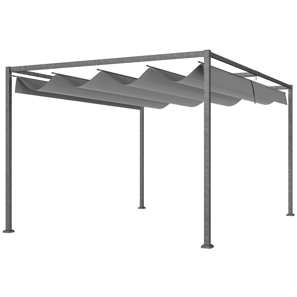 Pergola, Robuster Sonnenschutz für Garten, Balkon, Terrasse, aus Metall und Kunststoff, UV- und wasserabweisend, Dunkelgrau