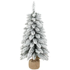 Künstlicher Weihnachtsbaum, 90 cm (3 ft), schlanker Pencil-Baum mit 107 Zweigspitzen, Jutebasis, Weiß