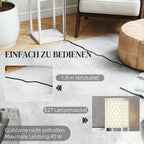 Stehlampe mit Regal, 3 Fächer, kompakte Maße, MDF, Weiß