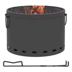  Smokeless Fire Pit, 38cm Portable Wood Burning Firepit with Spark Screen and Poker, Low Smoke Camping Bonfire Stove for Garden Patio Picnic, Dark Grey
