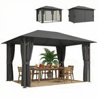 Pavillon ca. 4x3m Wasserabweisend Stabil Winterfest Gartenpavillon mit Moskitonetz 4 Seitenteile Lüftung Drainagelöchern