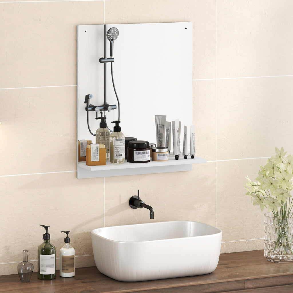 Badspiegel 50 x 60 cm Wandspiegel mit Regal, Badezimmerspiegel f¨¹r Eingangsbereich, Flur, Wei?