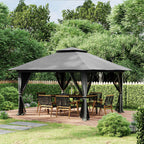 Faltpavillon, höhenverstellbar, 4 Netzwände, Lüftungsdach, Tragetasche, Schnellaufbau, dunkelgrau, 4 x 4 x 3 m