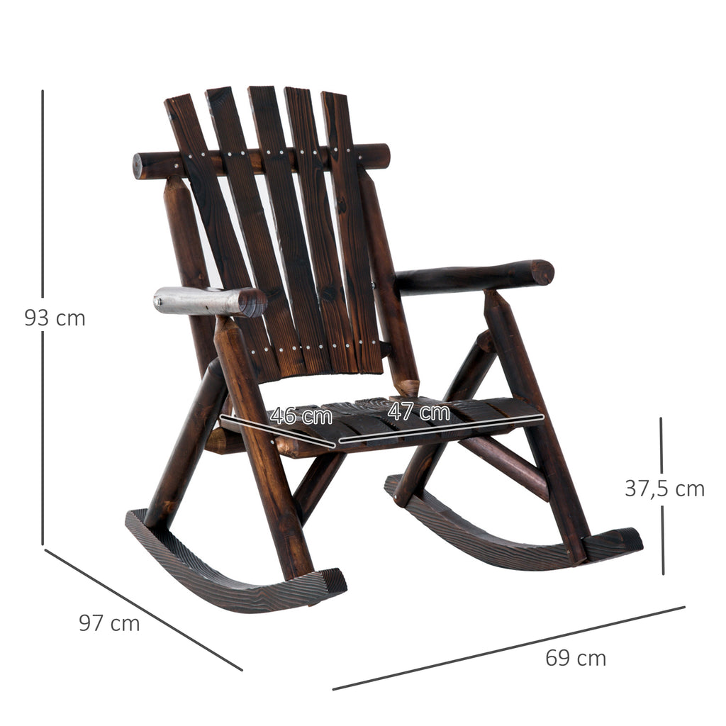 Adirondack Chair Cedar Wood Ergonomic Rocking Chair Porch Rocker Garden Traditional - Burlywood