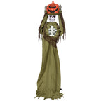 Animiertes Pop-up-Kürbis-Skelett, 173 cm, gruselige Halloween-Deko mit Licht sowie Sound- und Berührungsaktivierung