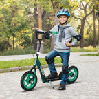 Kids Scooter with Adjustable Handlebar, Children's Kick Scooter with Non-slip Footplate, Rear Brake, Kickstand, Green