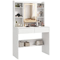Schminktisch mit Spiegelschrank, LED-Beleuchtung, 2 Schubladen, Weiß