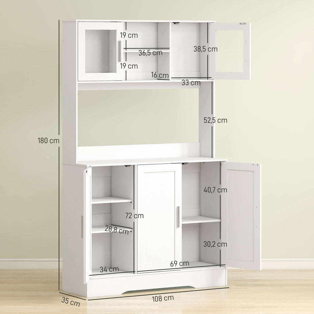 K¨¹chenschrank, Skandinavisches Design, 4 Schr?nke, verstellbare Regale, Glast¨¹ren, offene Fl?che, Spanplatte, MDF, Wei?