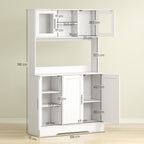 K¨¹chenschrank, Skandinavisches Design, 4 Schr?nke, verstellbare Regale, Glast¨¹ren, offene Fl?che, Spanplatte, MDF, Wei?
