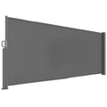 Seitenmarkise ausziehbar blickdicht Sichtschutz mit Wandhalterung Beschichtung 300x140cm Dunkelgrau