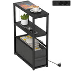 Beistelltisch Sofatisch mit Steckdosenleiste, Ablage, f¨¹r Kleine R?ume, 45x18x60,2cm, Schwarz