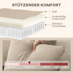 Ecksofa, Chaiselongue Umkehrbar, Kissen, 242 x 156 x 87 cm, Beige