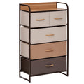 5-Drawer Dresser Tower 3-Tier Storage Organizer with Steel Frame Wooden Top for Bedroom Hallway Closets