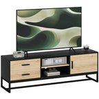TV-Schrank mit T¨¹r, 2 Schubladen, offene F?cher, verstellbares Regal, Schwarz