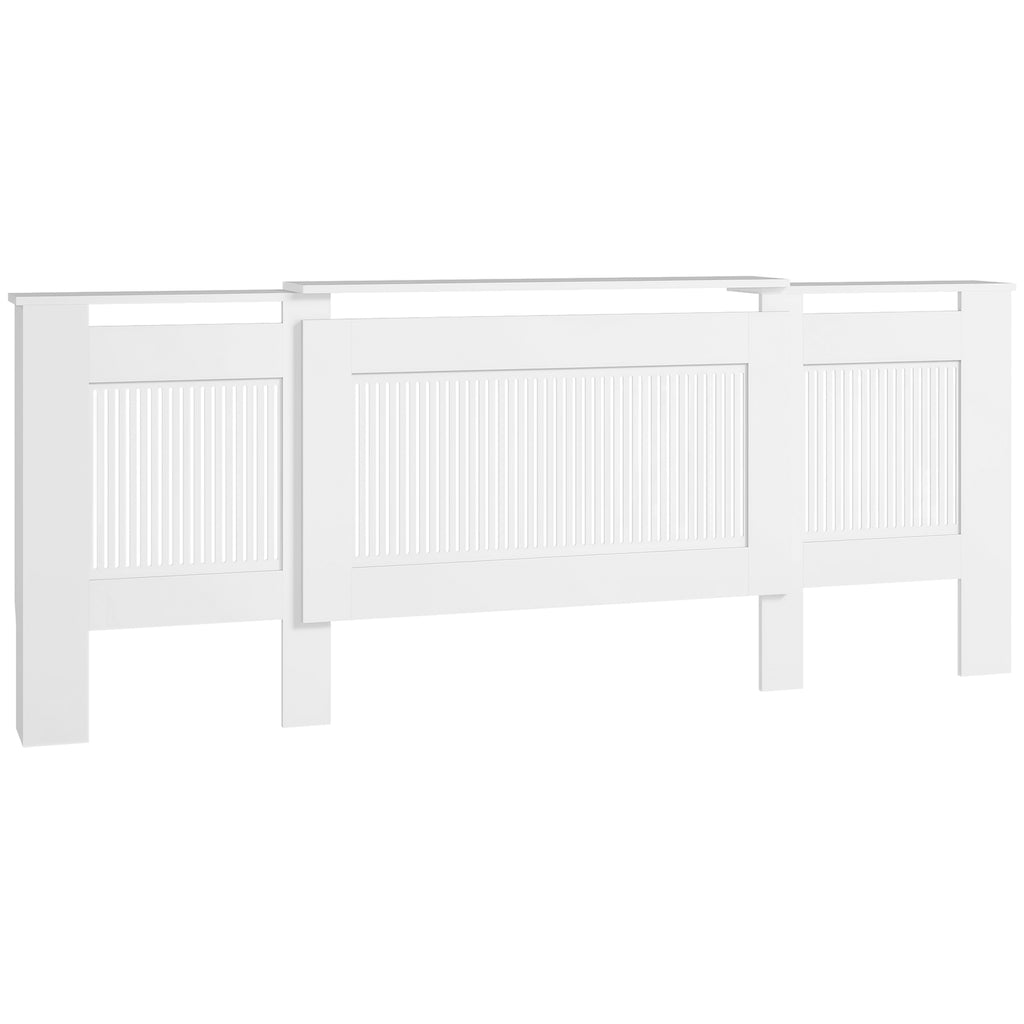 Heizk?rperverkleidung, Lamellendesign, verstellbare L?nge 125-201 cm, MDF, Wei?